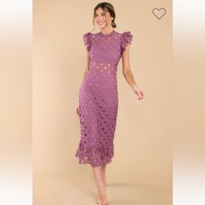 LOVE'S HIGH HOPES PLUM CROCHET MIDI DRESS